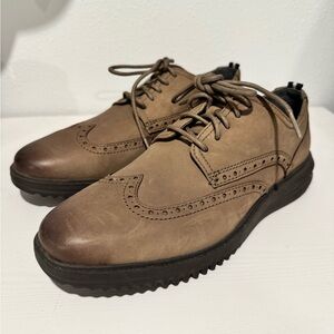 Cole Haan Taupe/Brown Wingtip Derby Lace-Up Shoes